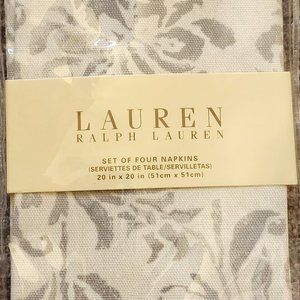 Ralph Lauren Home, lot of 12 fabric napkins - grey floral table linens - NEW!